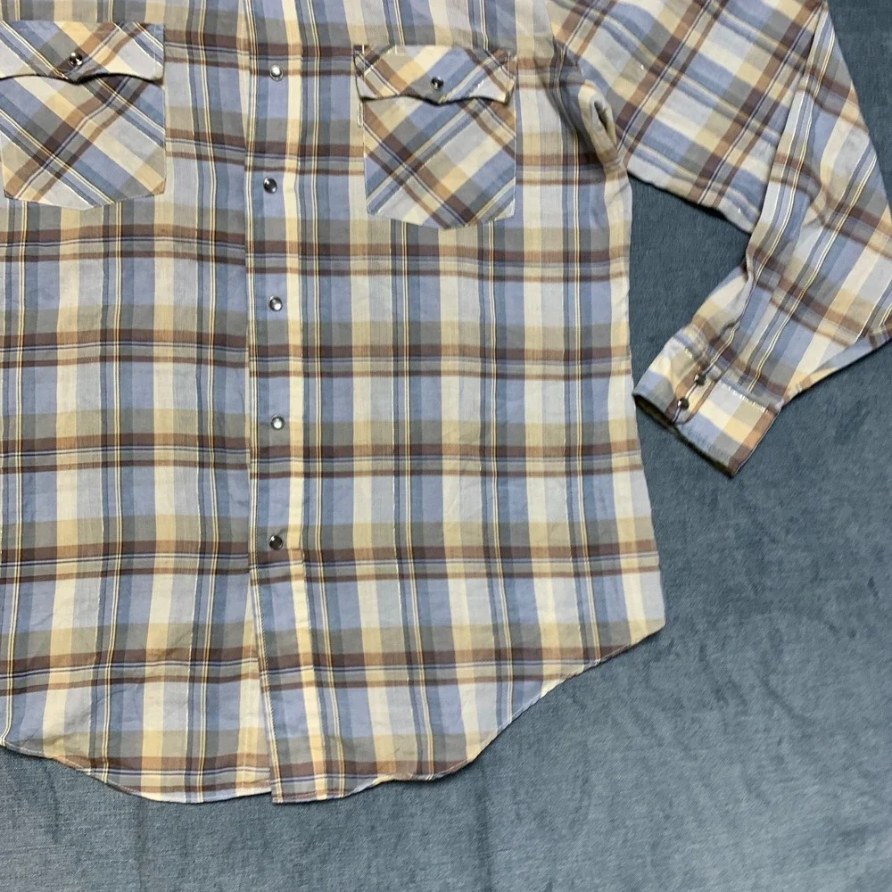 Levi's Western Shirt Men Large Multicolor Plaid Cowboy Rodeo Collared Snap Front